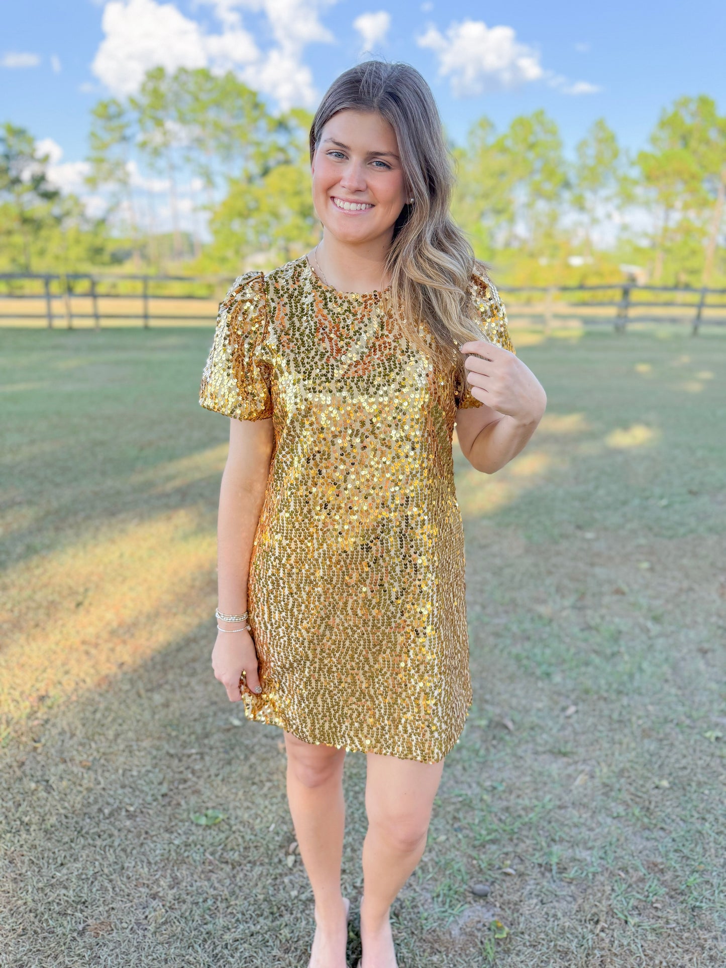 Mardi Gras Vivienne Sequin Dress in Gold