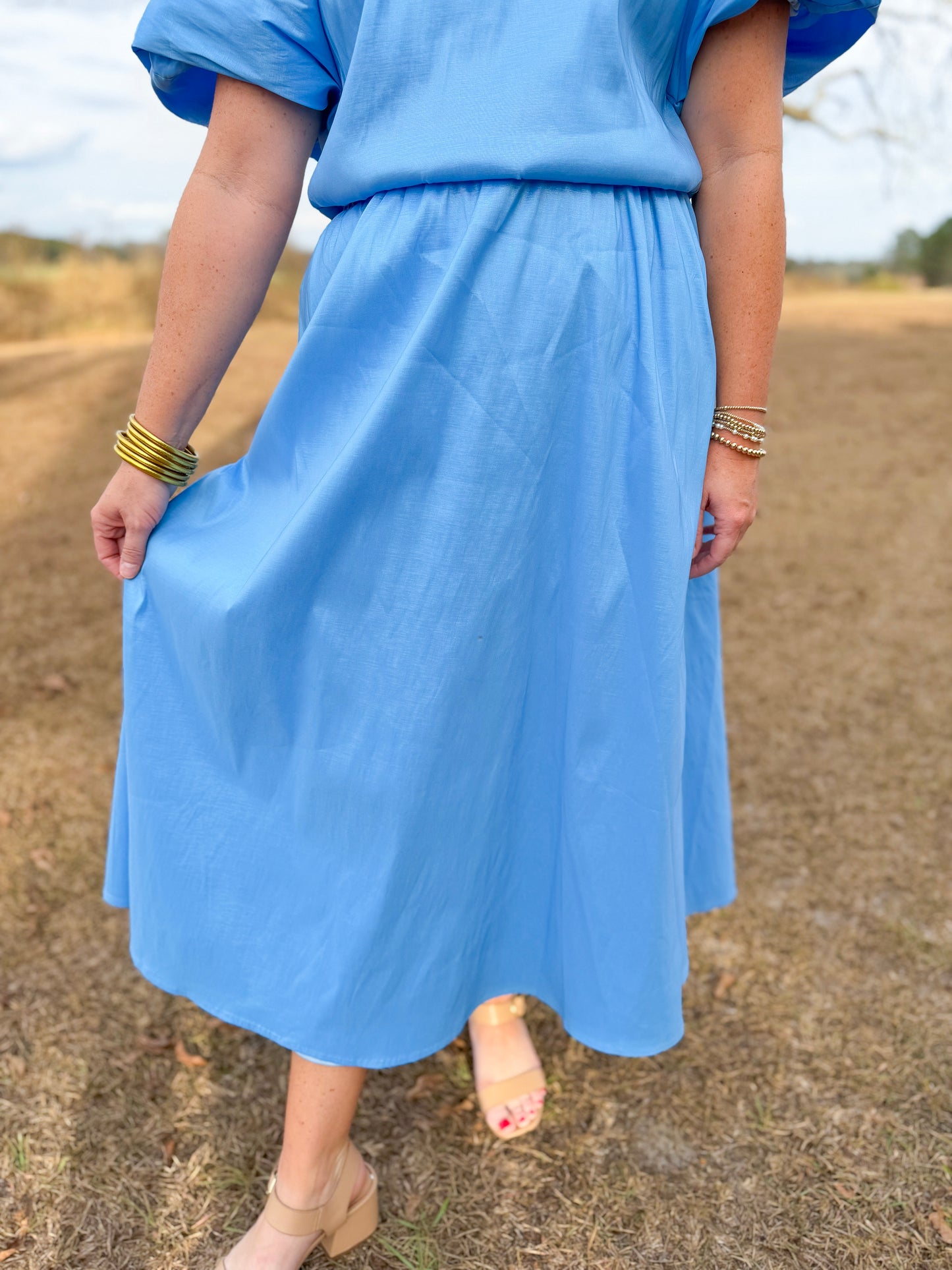 Plus Spring Davina Skirt in Skies are Blue