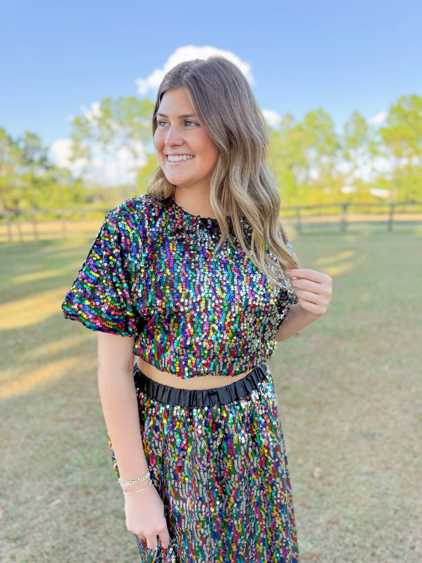 Mardi Gras Camdyn Sequin Top in Multi