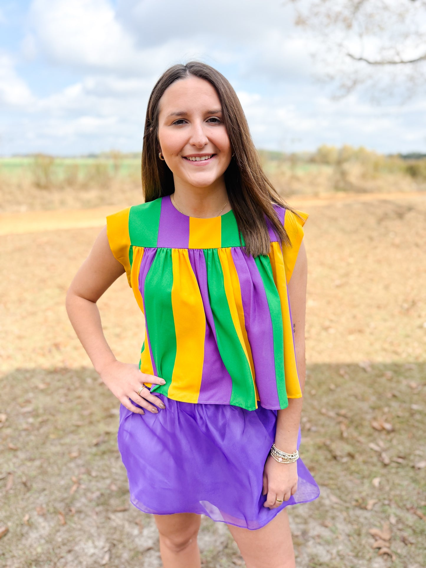 Mardi Gras Paige Top in Mardi Stripe