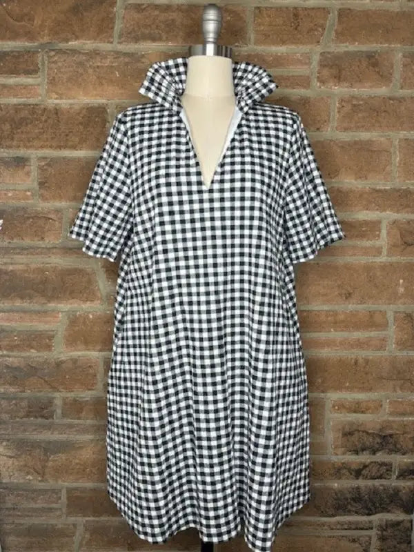 Plus Spring Olivia Dress in Black Seersucker Gingham