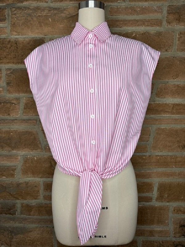 Spring Sabine Top in Pink Hot Stripe