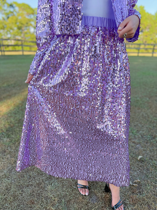 Mardi Gras Davina Sequin Skirt in Lilac