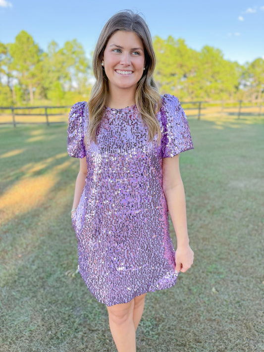 Mardi Gras Vivienne Sequin Dress in Lilac