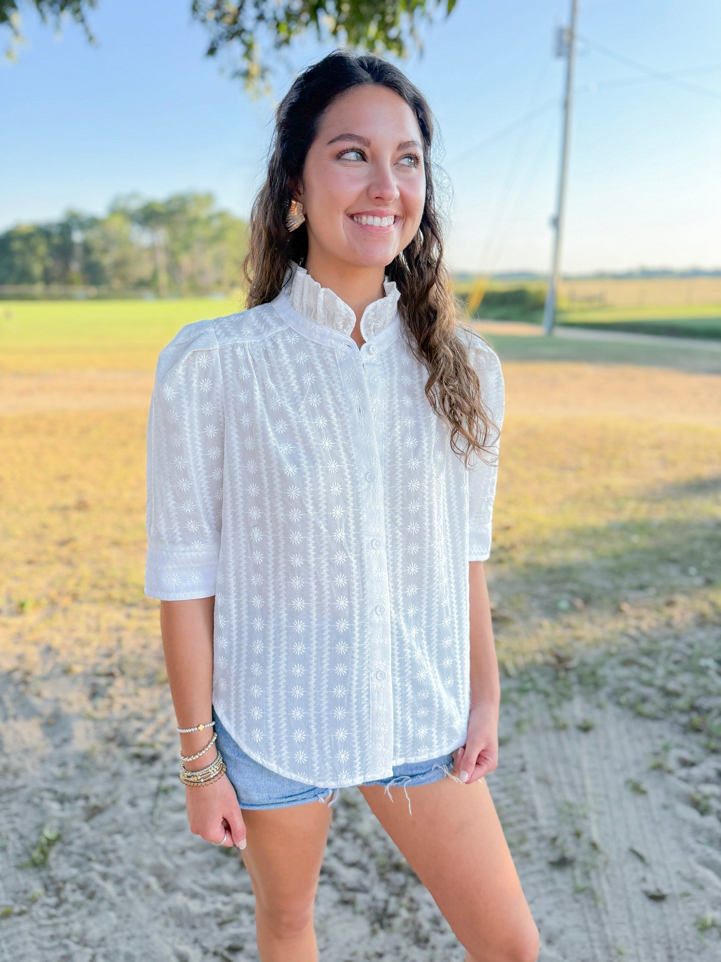 Spring Jodie Top in Solaria Blanc