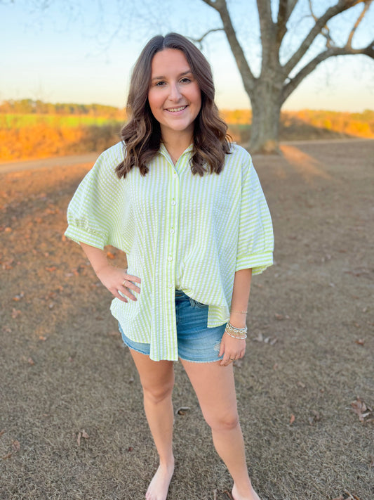 Spring Arizona Top in Lime Seersucker