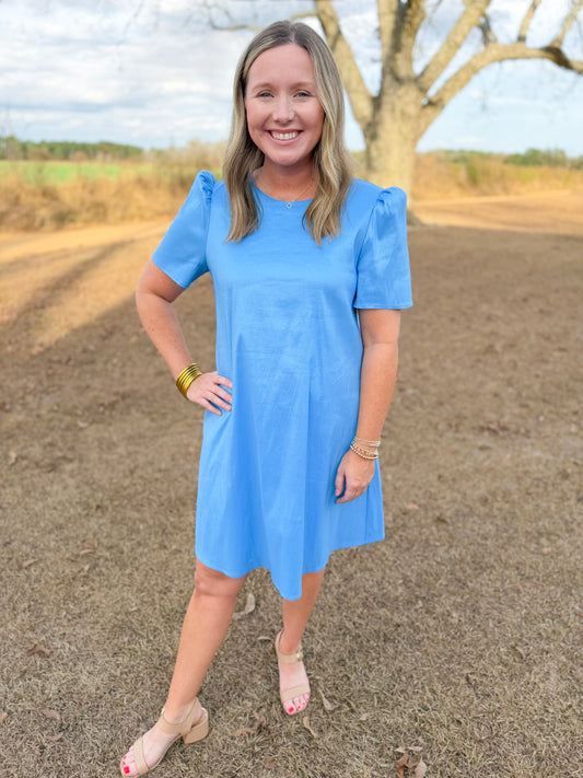 Plus Spring Chappell Dress in Skies are Blue