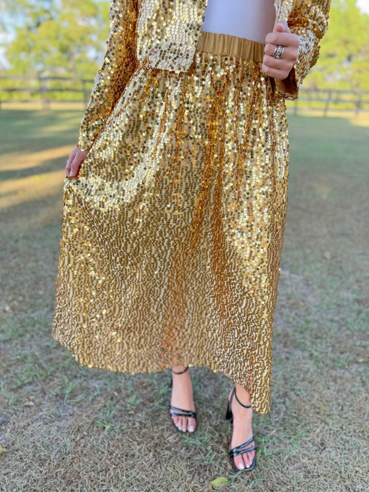 Mardi Gras Davina Sequin Skirt in Gold