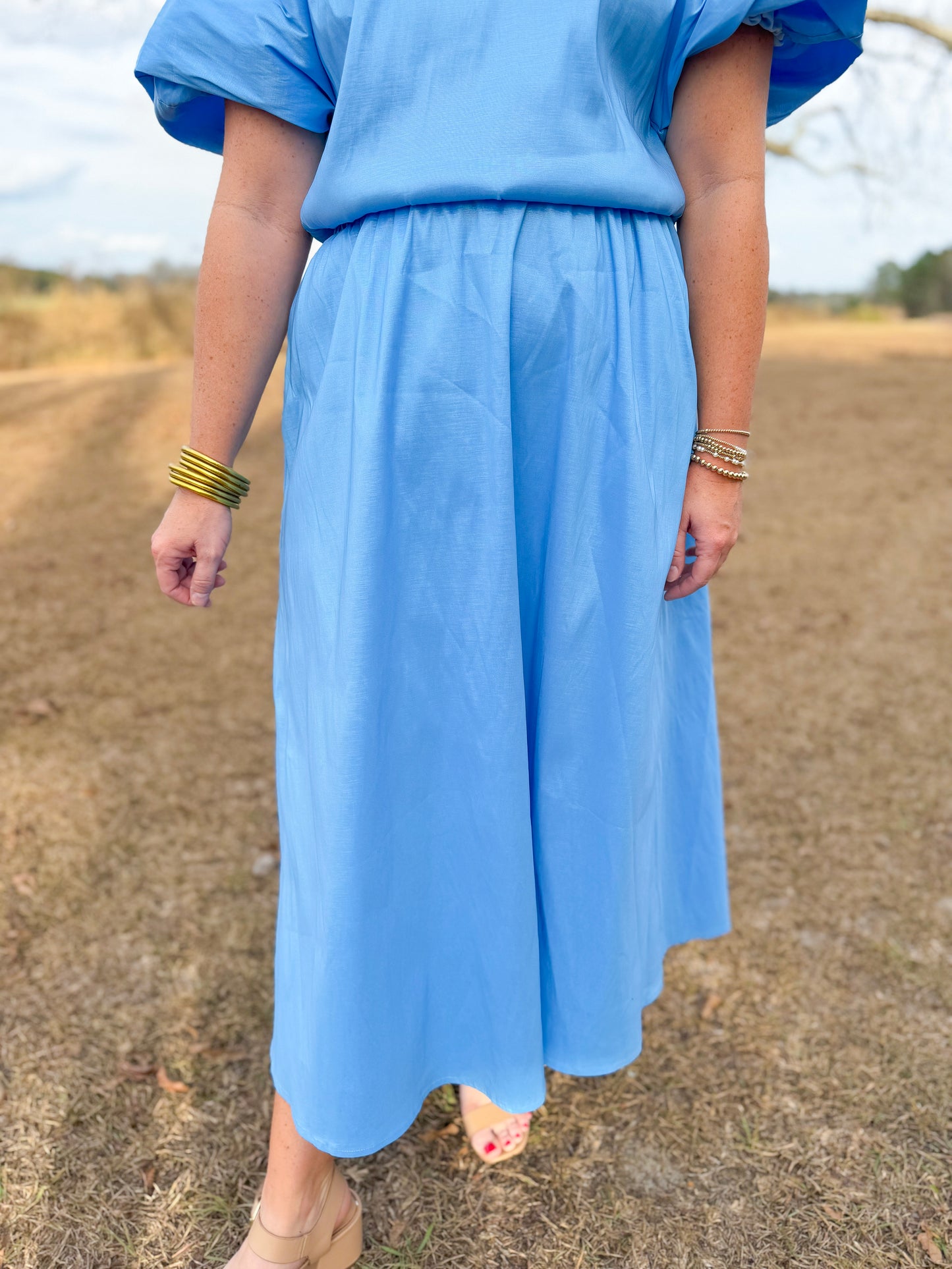 Plus Spring Davina Skirt in Skies are Blue
