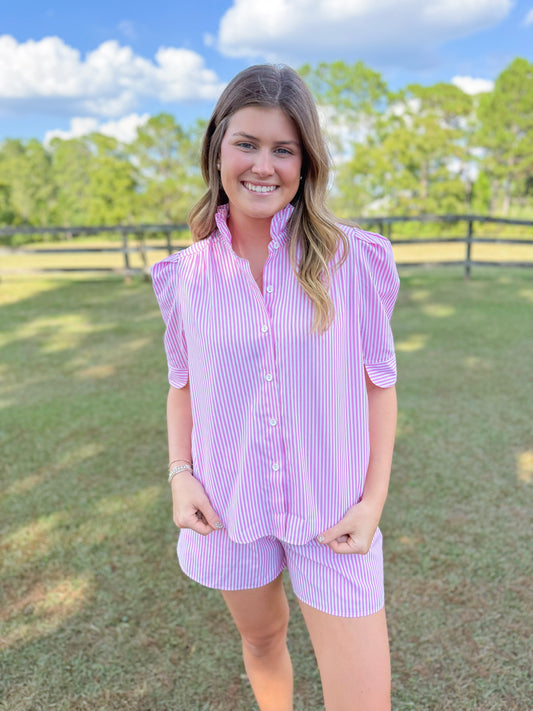 Spring Jodie Top in Pink Hot Stripe