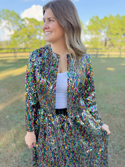 Mardi Gras Marni Sequin Cropped Jacket in Multi