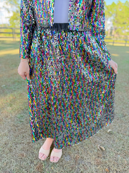 Mardi Gras Davina Sequin Skirt in Multi