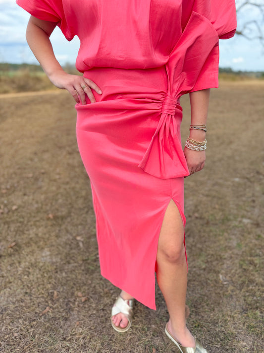 Plus Spring Margot Skirt in Coral Crush