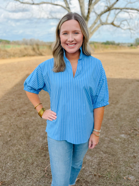 Spring Sloan Top in French Blue Stripe