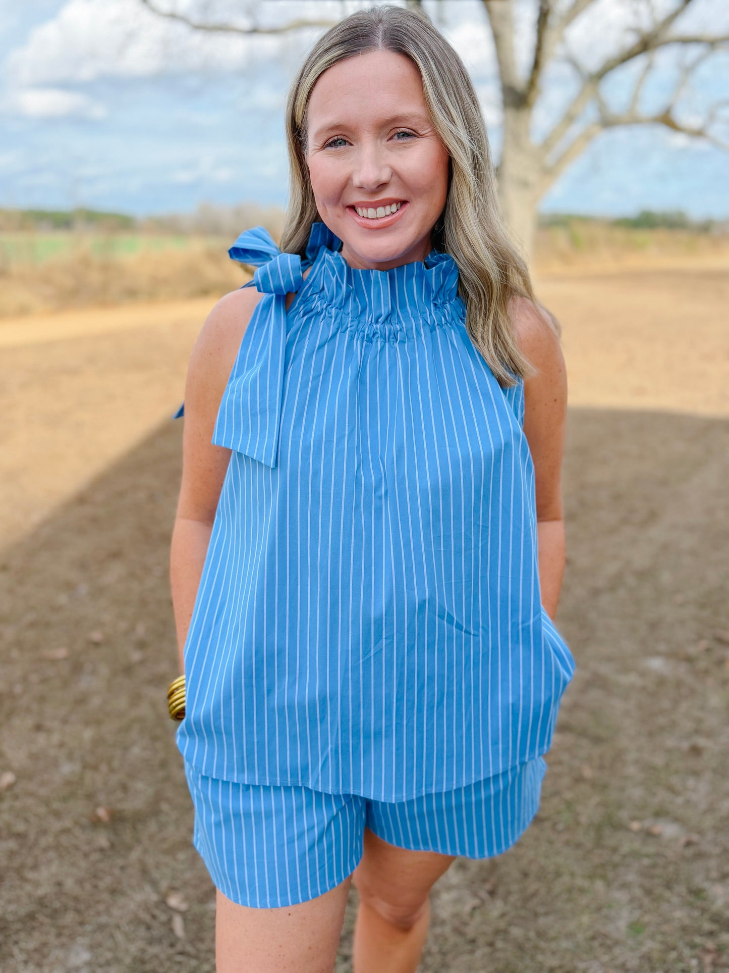 Plus Spring Bridget Top in French Blue Stripe