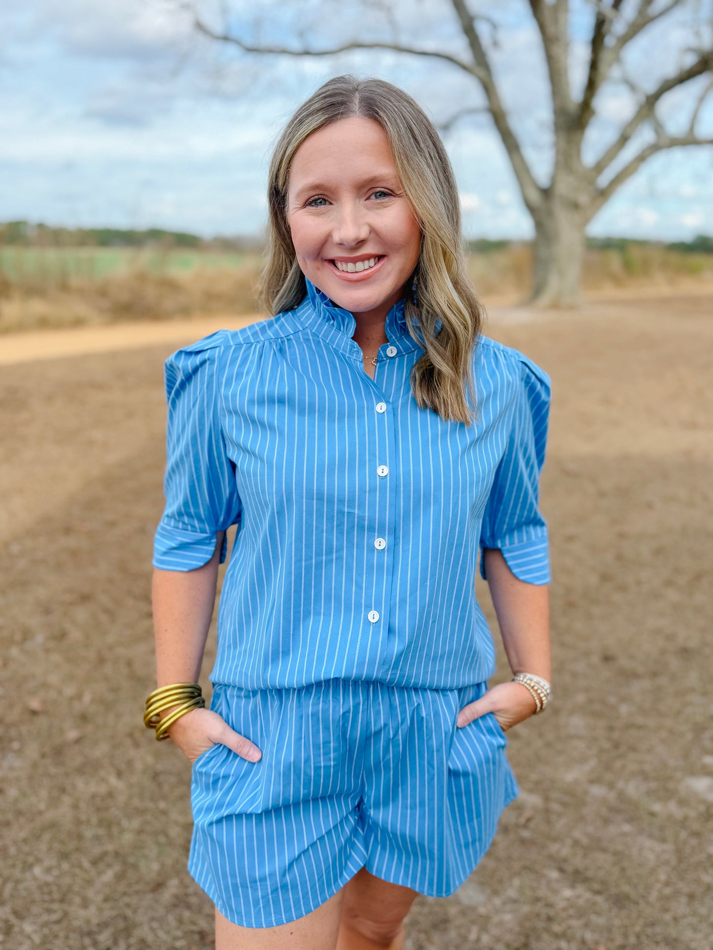 Spring Jodie Top in French Blue Stripe