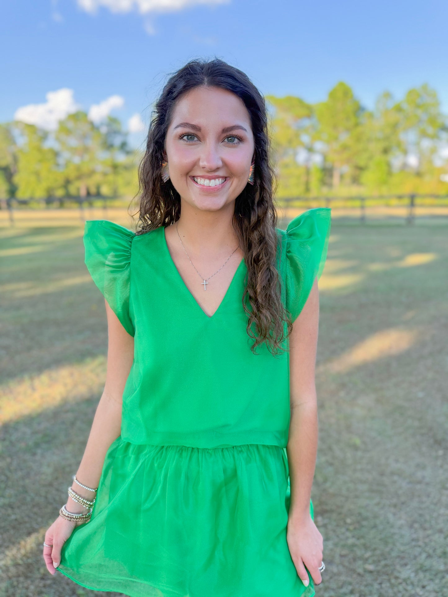 Mardi Gras Stella Top in Green