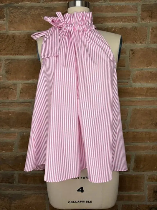 Spring Bridget Top in Pink Hot Stripe