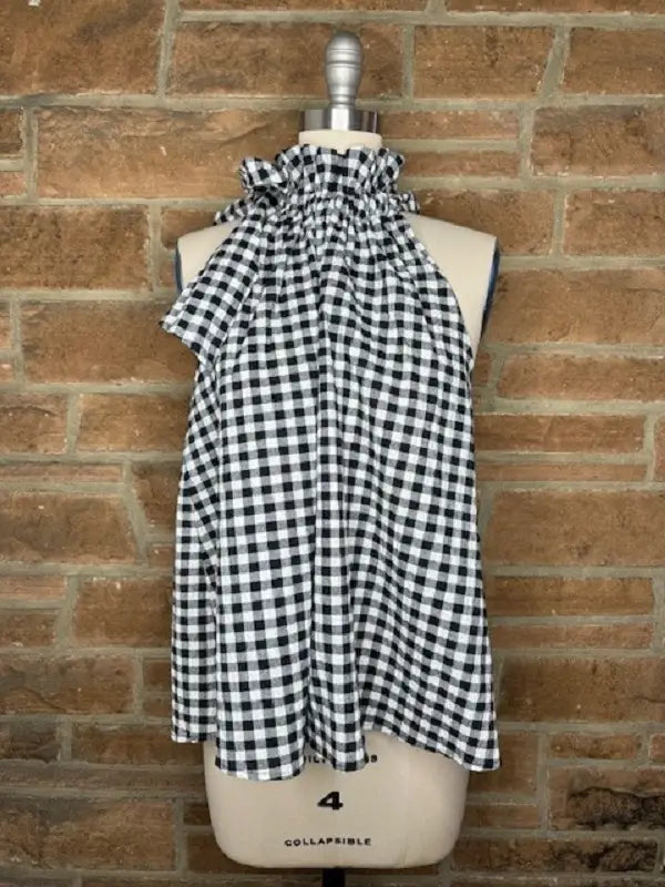 Spring Bridget Top in Black Seersucker Gingham