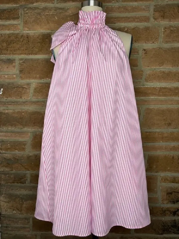 Spring Gracie Dress in Pink Hot Stripe