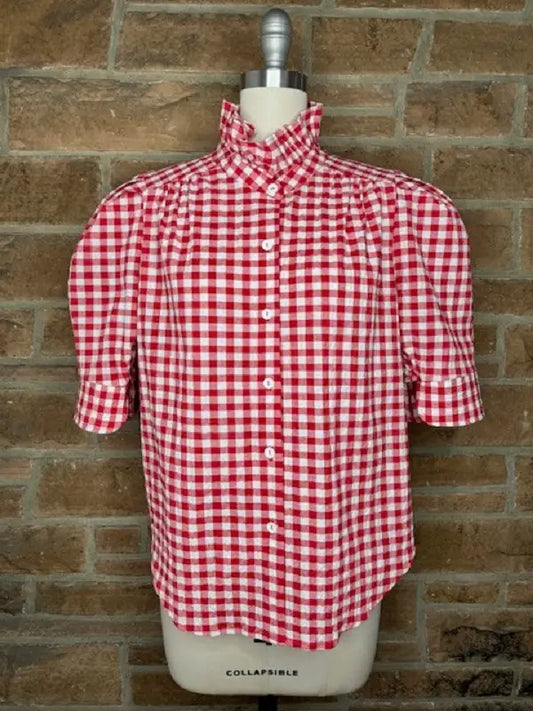 Spring Jodie Top in Red Seersucker Gingham