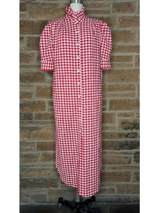 Spring Nina Dress in Red Seersucker Gingham
